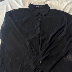 SHEIN Elegant Black Long Sleeve Shirt